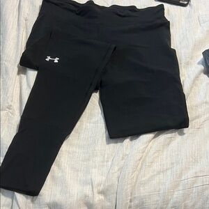 Under Armour Black Girls' Compression Leggings with Silver Logo